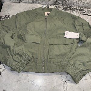 SO Girls Medium (8) Green Cargo Bomber Jacket Lightweight NEW